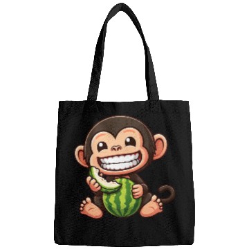 Discover Monkey chimpanzee melon watermelon honeydew melon Bags