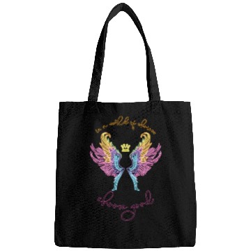 Discover Neon angel wings with a crown Bags