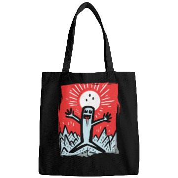 Discover Japan Red Sun: Happy Stickman Artwork Bags