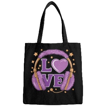 Discover Purple Love Music Headphones with Stars and Heart Bags