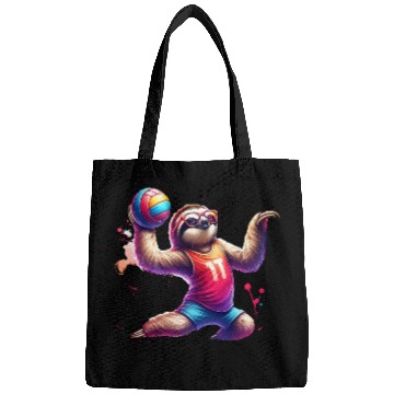 Discover Cool Sloth Volleyball Player Design Bags