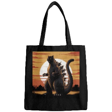Discover Catzilla Cat Japanese Art Funny Cat Gifts Bags