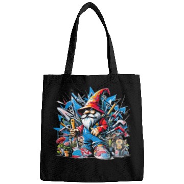 Discover Colorful, lively garden gnome surrounded by tools Bags