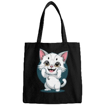 Discover Cute White Happy Surprise Cat Bags