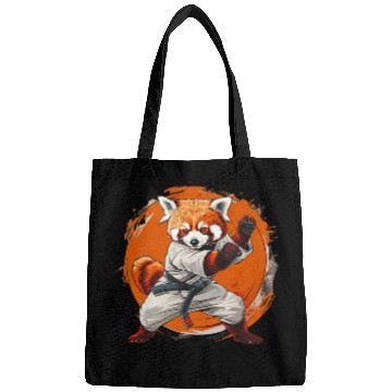 Discover Red panda karate fighting style Bags
