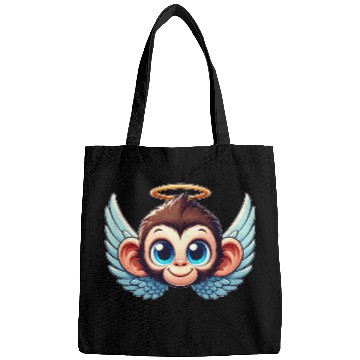 Discover Monkey chimpanzee cartoon angel wings Bags