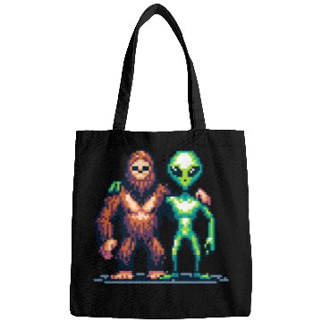 Discover Bigfoot and Alien Friends Pixel Art Bags