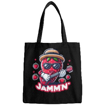 Discover Jammin Strawberry Jam Playing a Guitar Rock n Roll Bags