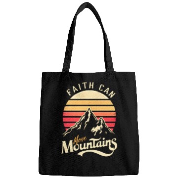 Discover Faith can move mountains, retro sunset design Bags
