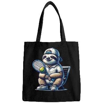 Discover Sloth Tennis Player Cool Court Design Bags