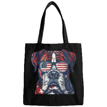 Discover Boxer dog. American memorial day Bags