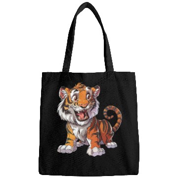 Discover Roaring Young Tiger Cub Playful Stance Bags