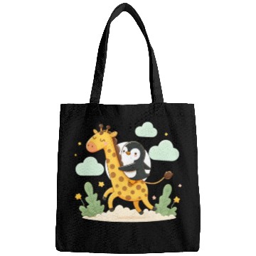 Discover Penguin rides giraffe Bags