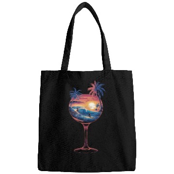 Discover Tropical Sunset Surf - Wine Glass Escape Bags
