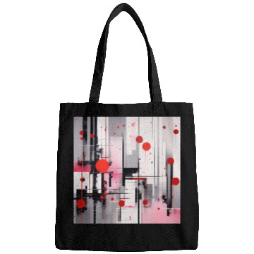 Discover Red Black Light Pink and Gray Dots and Lines Bags