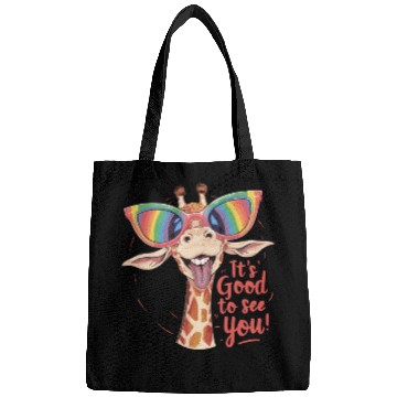 Discover Funky Giraffe With Colorful Sunglasses Fun Saying Bags