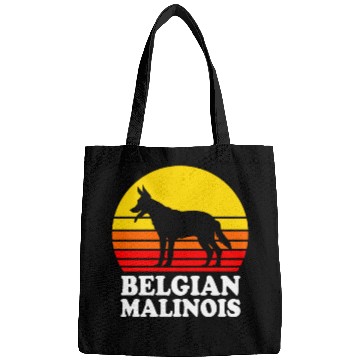 Discover Retro Sunset Dog Silhouette Belgian Malinois Dog Bags