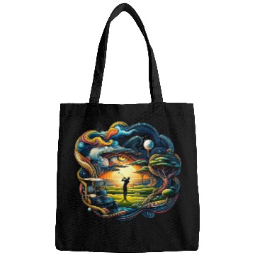 Discover Abstract Golfer In Surreal Golfing World Bags