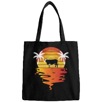 Discover Sunset Cow and Palm Tree Scene Bags