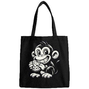 Discover Chimpanzee with Cookie Monochrome Design Bags