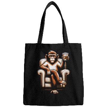 Discover Monkey Ape Drinking Whiskey Beer Animal Lover Bags