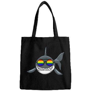 Discover SMILING LGBTQ SHARK WITH RAINBOW GLASSES Bags