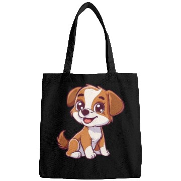 Discover Adorable Brown and White Puppy Smiling Bags
