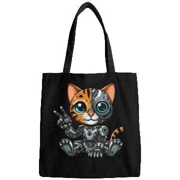 Discover Cute cat robot cyborg mech futuristic Bags