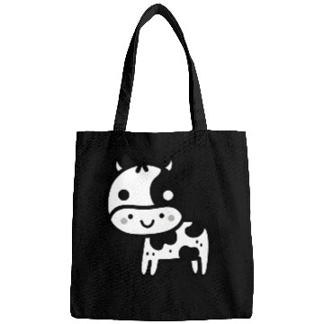Discover Friendly Stick Figure Cow - Black & White Bags