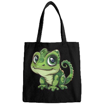 Discover Adorable Wide-Eyed Green Chameleon Bags