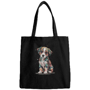 Discover cute cubism puppy Bags