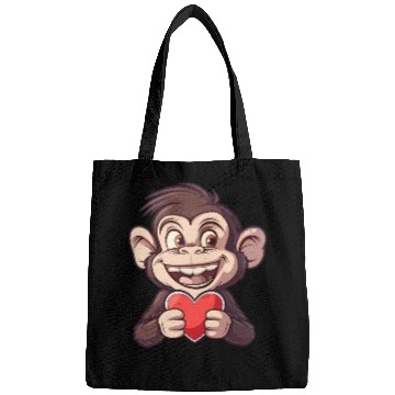Discover Adorable Monkey Holding a Heart - Cute and Bags