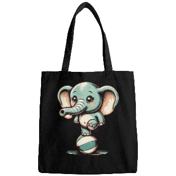 Discover cute cartoon elephant on exercise ball Bags
