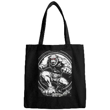 Discover Zombie ape street fighter black and white circle l Bags