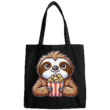 Discover Funny sloth popcorn cinema movie Bags