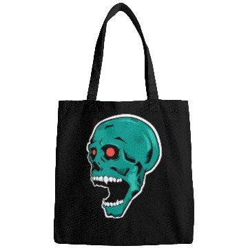 Discover green skull with bright red eyes Bags