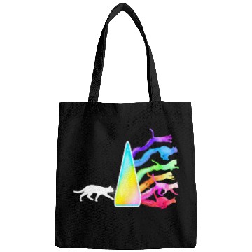 Discover Funny Science Nerd, Geek Cat Physics Rainbow Bags