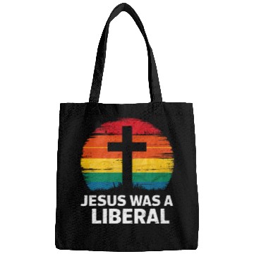 Discover Jesus Was A Liberal Retro Sunset Progressive Bags