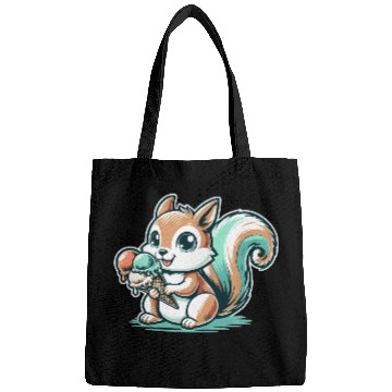 Discover Cute cartoon squirrel with ice cream Bags