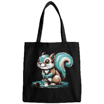 Discover Cute cartoon squirrel playing golf Bags