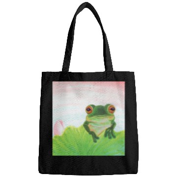 Discover Green Frog Relaxing in the Pond Bags