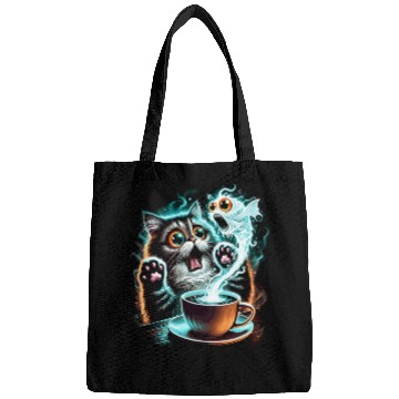 Discover Hilarious Scared Cat and Ghost Fish Design Bags