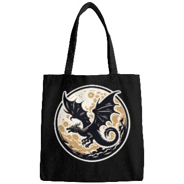 Discover Mystical Dragon Silhouette Against Full Moon Bags
