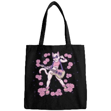 Discover Goth Cat Plays Guitar Instruments Rock Metal Bags