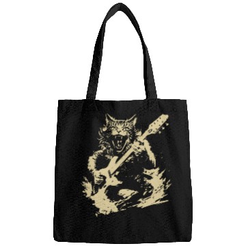 Discover Meow Cat Playing Guitar Instruments Awesome Bags
