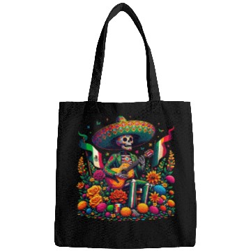 Discover Mexican Celebration Skeleton with Guitar Art Bags