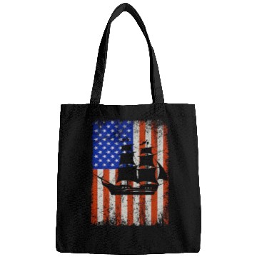 Discover Stars, Stripes & Pirate Ship American Flag Bags