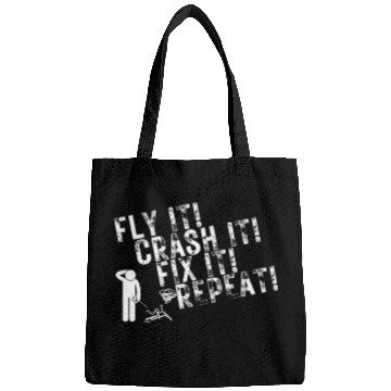 Discover Quadcopter Fly Crash Fix Repeat Funny Drone Pilot Bags