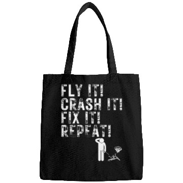 Discover Quadcopter Fly Crash Fix Repeat Funny Drone Pilot Bags