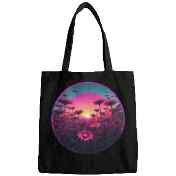 Discover Synthwave Wild Flower Design Bags